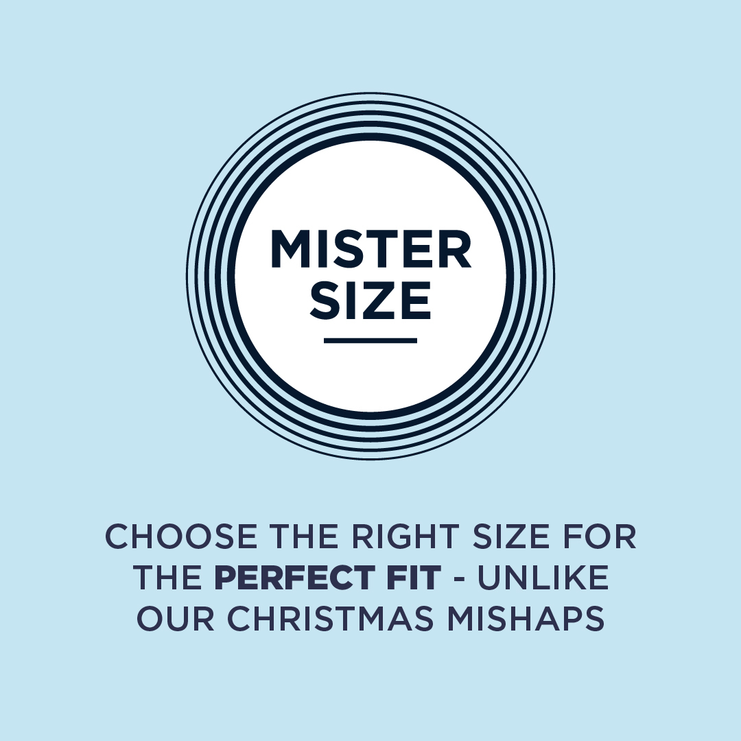 Mister Size logo met tekst eronder: Kies de juiste maat voor de perfecte pasvorm